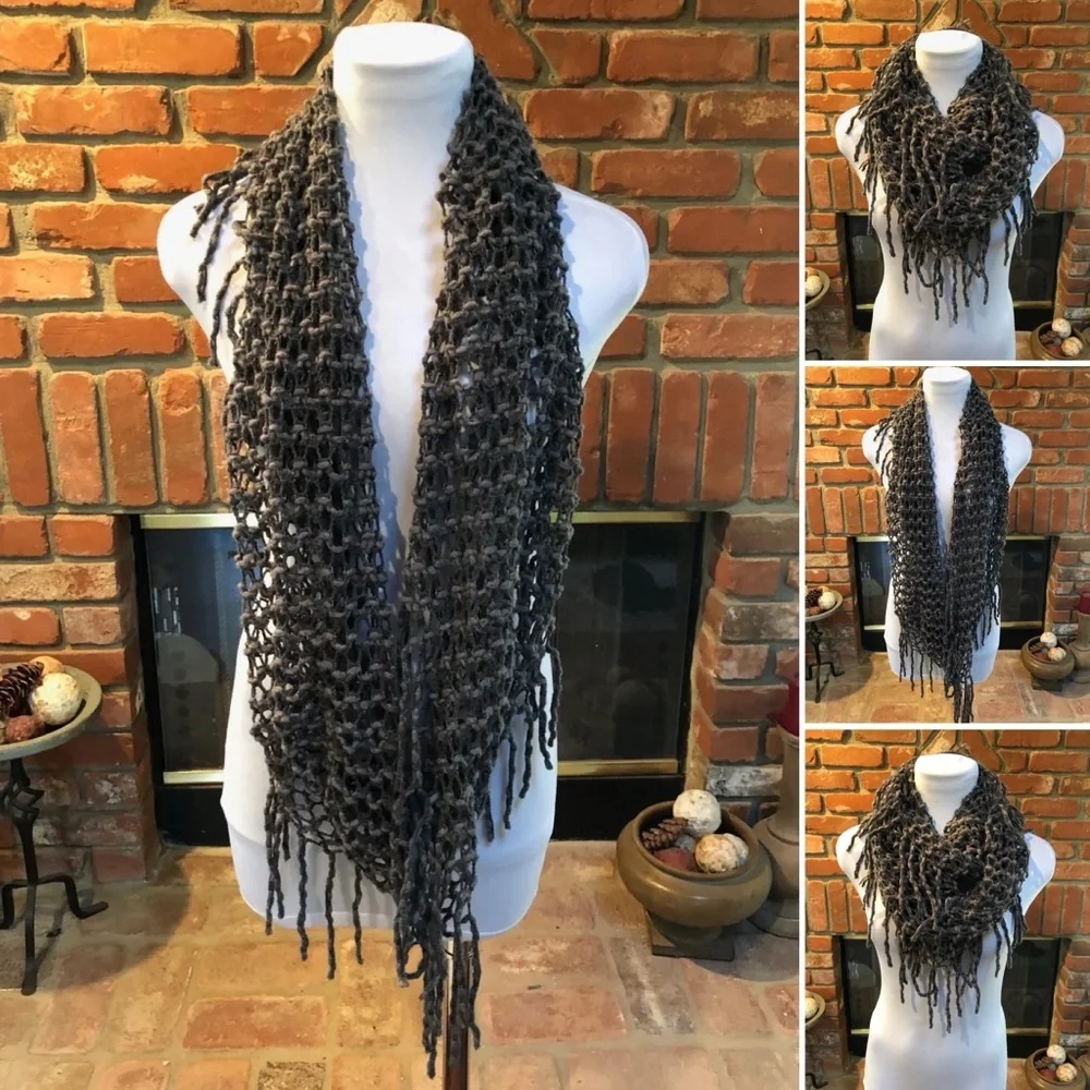 BoHo Hippie Gray Lightweight Fringe Scarf